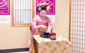 Maiko performing matcha tea ceremony in Kyoto.