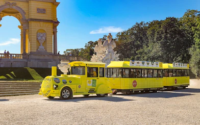 Panorama train at Schönbrunn Palace, Vienna, with Gloriette in the background.