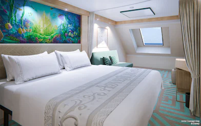 Deluxe Oceanview Stateroom with ocean mural, Disney Adventure Cruise from Singapore.