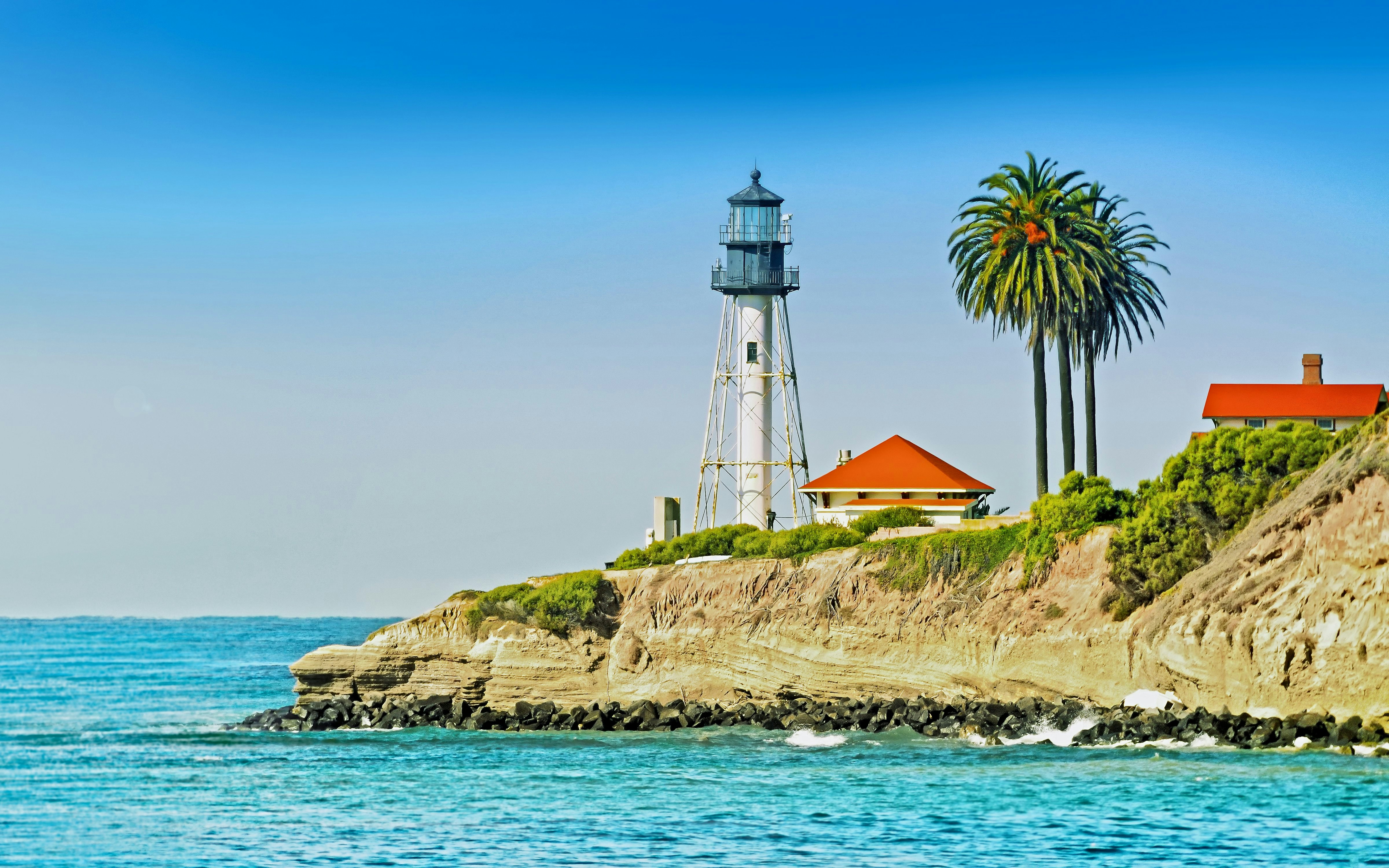 New Point Loma Lighthouse on Point Loma peninsula, San Diego, with ocean view.