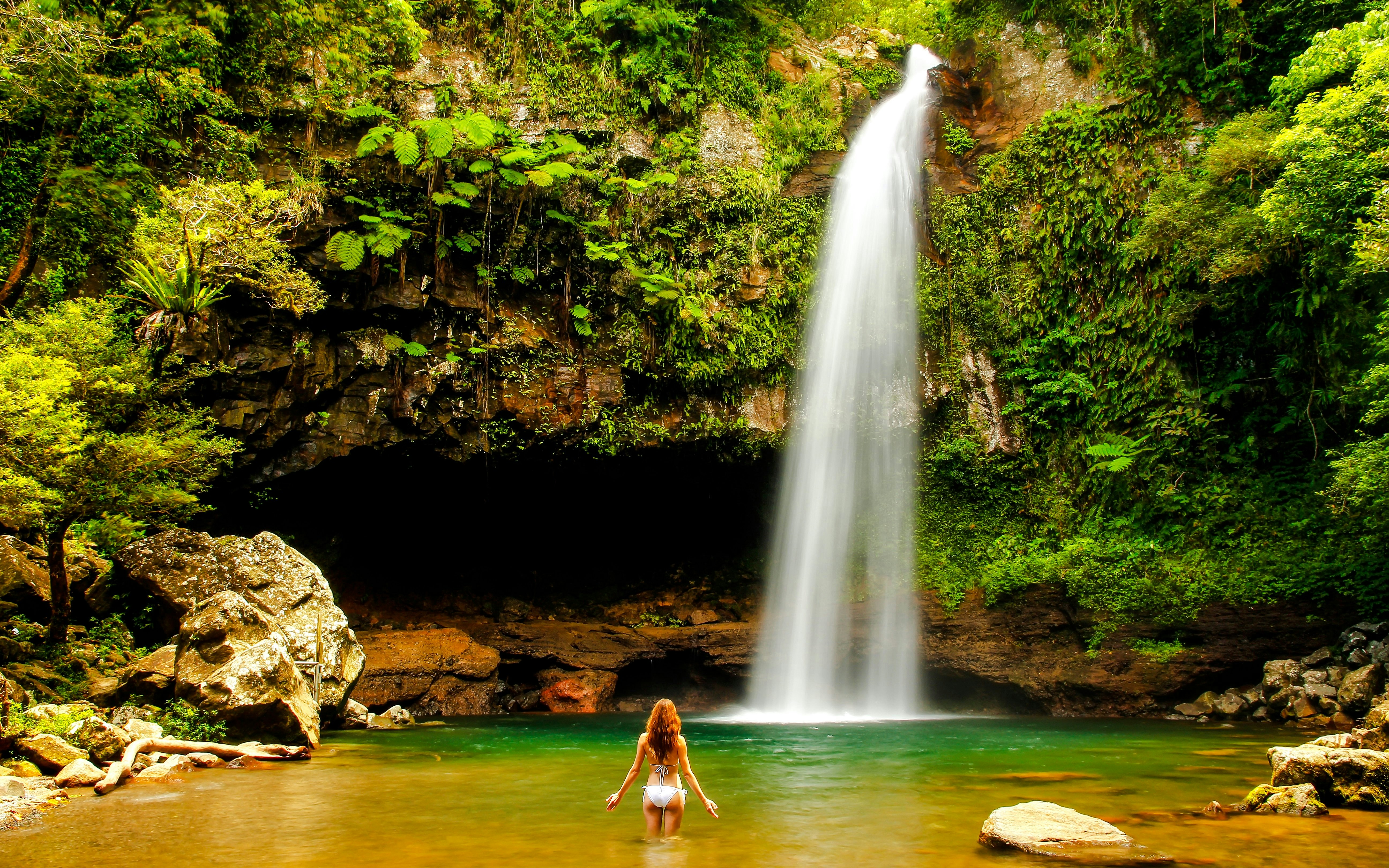 Lower Tavoro Waterfalls in Bouma National Heritage Park, Taveuni Island, Fiji.