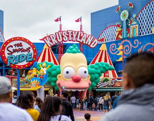 Guests visiting the Simpsons Ride at Universal Studios Hollywood