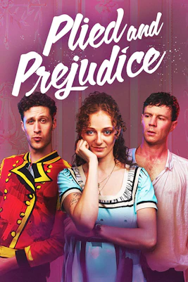 Actors performing "Plied and Prejudice" theatre show on stage with audience in London.