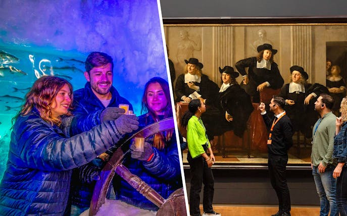 Visitors enjoying Xtracold Icebar and a guided tour at Rijksmuseum, Amsterdam.