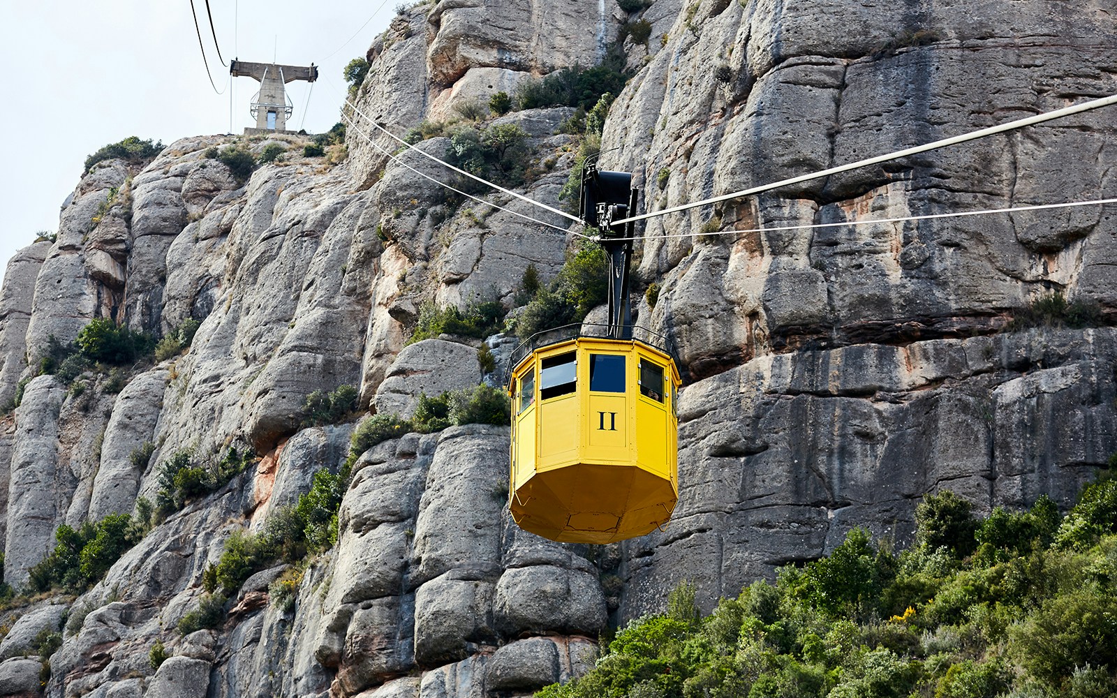 Cableway, Montserrat monastery on mountain in Barcelona, Catalon.