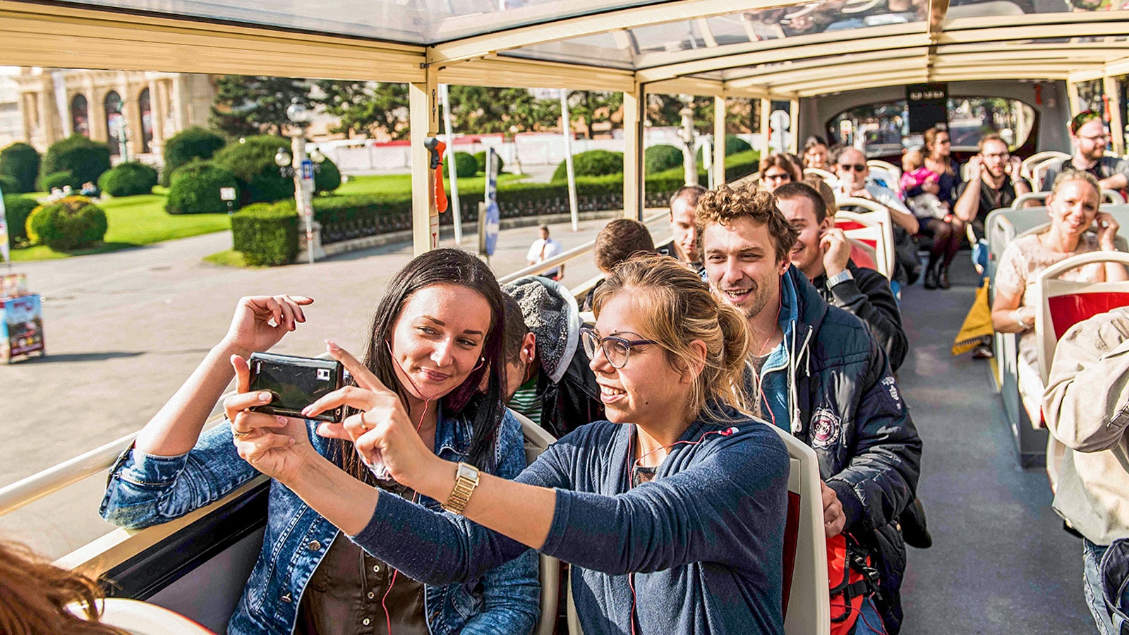 Vienna Sightseeing participants exploring Vienna's historic landmarks and cityscape.