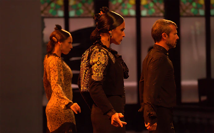 Dancers performing at Poliorama Theater's Gran Gala Flamenco Show.
