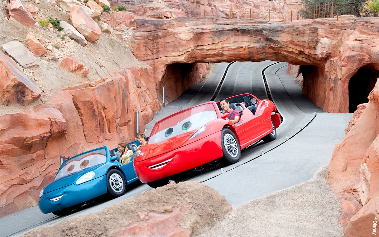 Radiator Springs Racers ride at Cars Land, Disneyland Adventure Park, California.