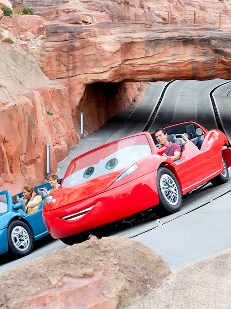 Radiator Springs Racers ride at Cars Land, Disneyland Adventure Park, California.