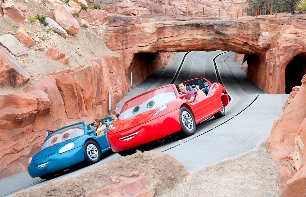 Radiator Springs Racers ride at Cars Land, Disneyland Adventure Park, California.