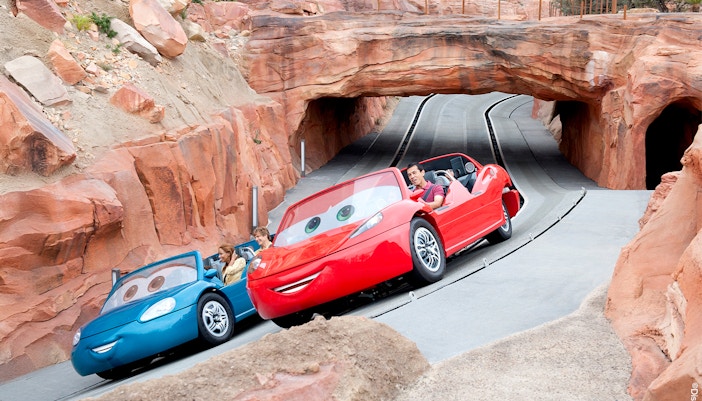 Radiator Springs Racers ride at Cars Land, Disneyland Adventure Park, California.