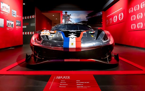 Ferrari 488 GTE display at Ferrari Museum, Maranello, Italy.