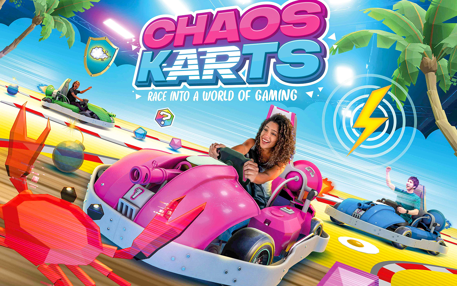 Chaos Karts Dubai immersive karting with vibrant tracks and interactive elements.