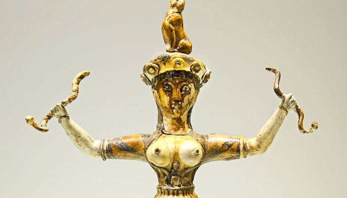 Minoan figurines inside Knossos Palace