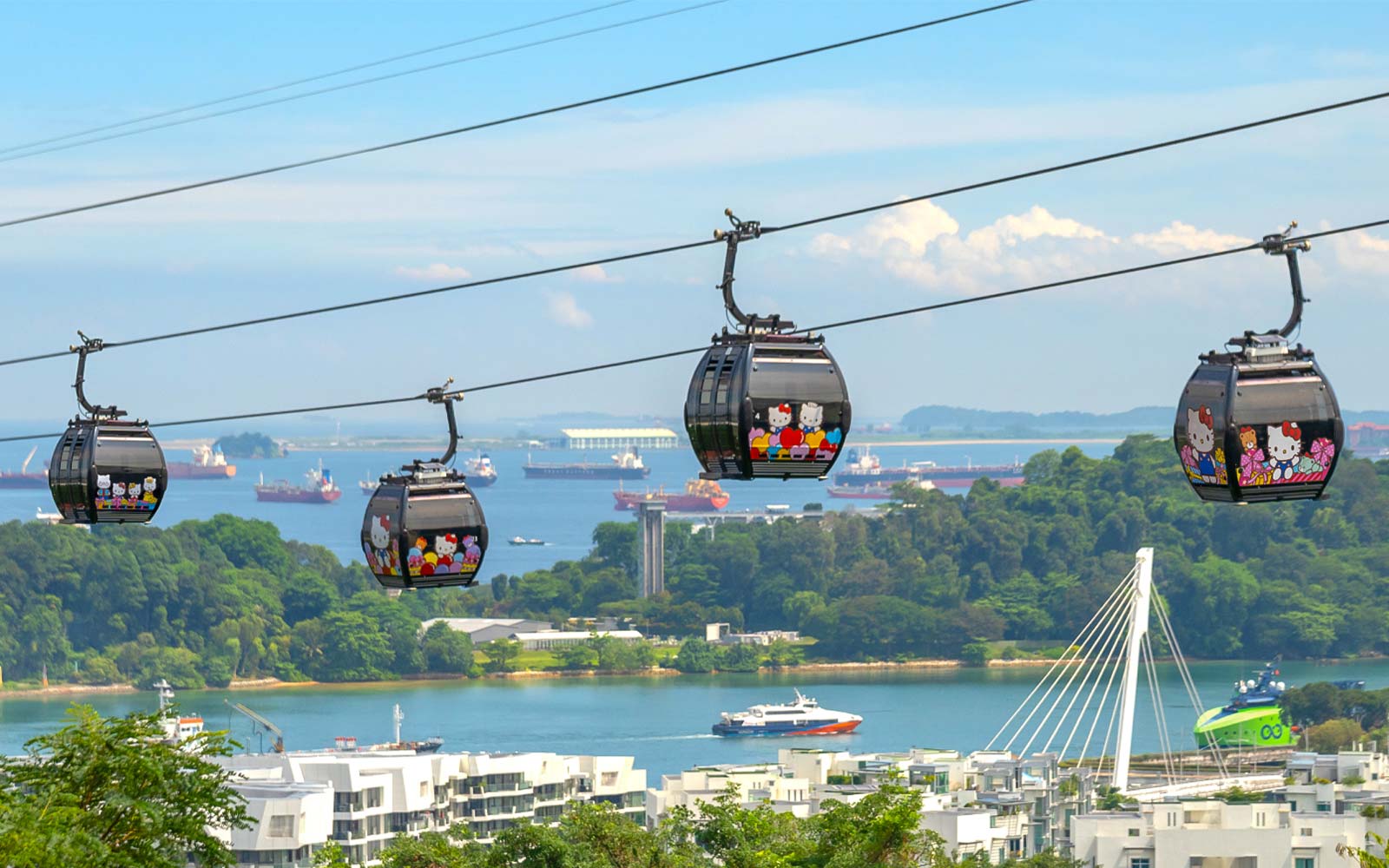 Hello Kitty-themed cable car on Mount Faber Line, Singapore.