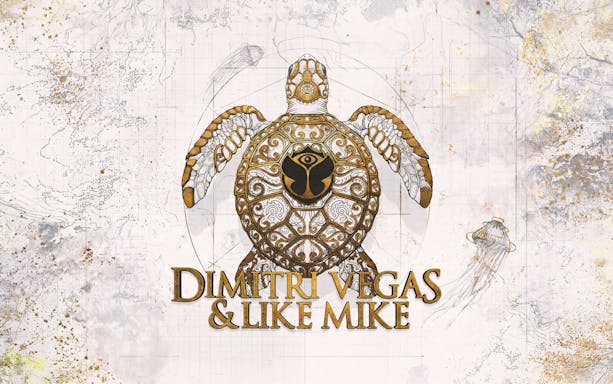 Dimitri Vegas & Like Mike logo with ornate turtle design for Tomorrowland Ushuaïa, Ibiza.
