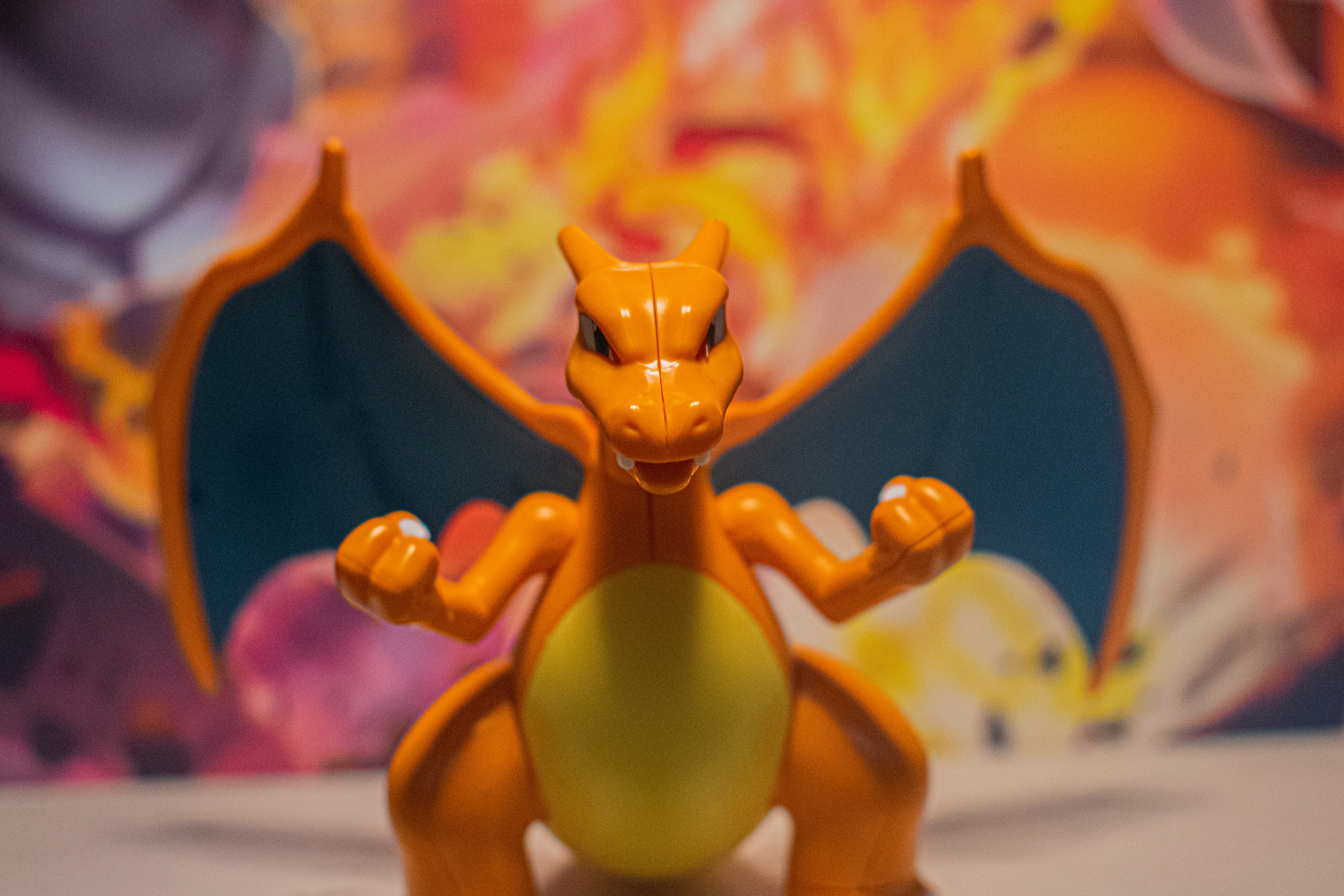 Pokemon figurine display in a vibrant setting, showcasing popular characters in a Tokyo toy store.