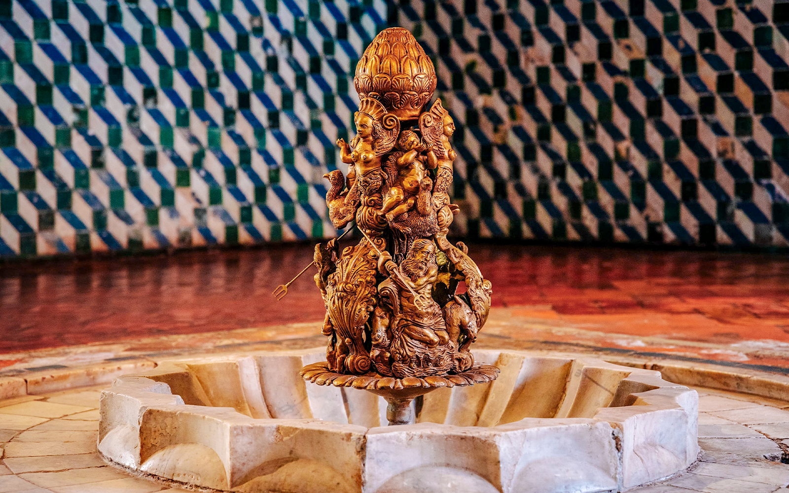 National Palace of Sintra gallery room artifact with intricate sculpture.