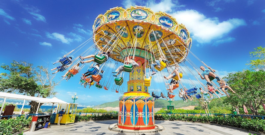 Flying chair ride at VinWonders Nha Trang Theme Park, Vietnam.