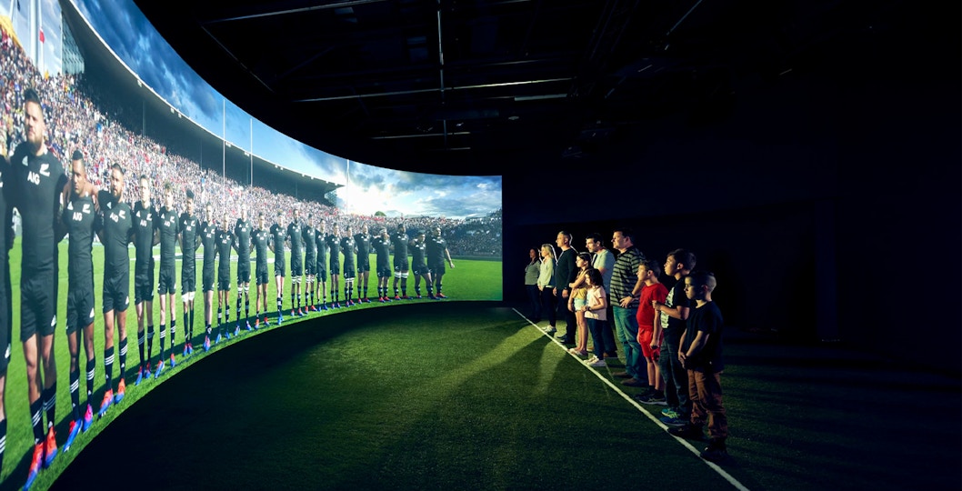 All Blacks rugby memorabilia display at Auckland's New Zealand Experience