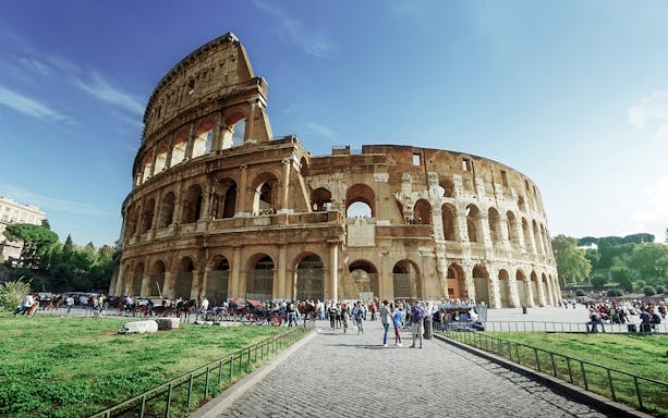 Colosseum in Rome during a golf cart guided tour.