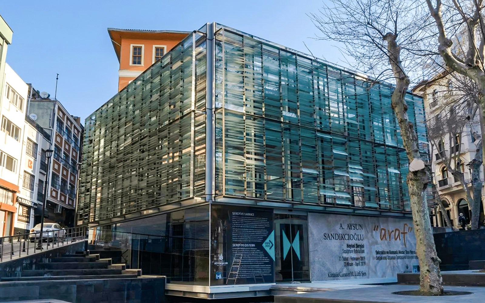 Theodosius Cistern exterior with modern glass facade in Istanbul.