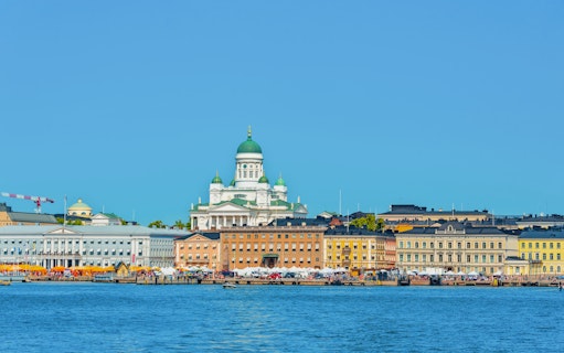 Port of Helsinki with Helsinki Cathedral in the background, Finland.