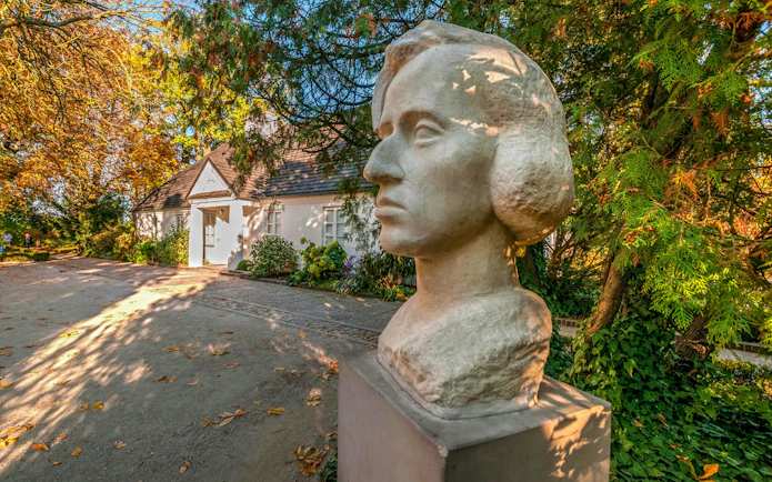Bust of Fryderyk Chopin in front of his birthplace in Żelazowa Wola, Masovian Voivodeship, Poland.