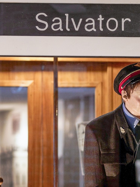 Statue of Oskar Schindler inside Schindler's Factory Museum, Krakow.