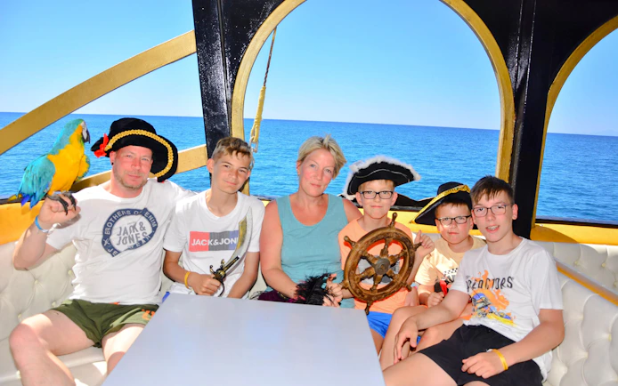 From Antalya: Pirate Boat Cruise with Lunch and Roundtrip Transfer