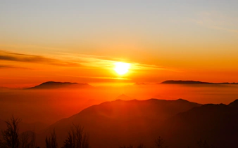Sunset over the Andes Mountains near Santiago, Chile.