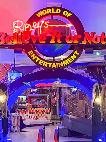 Ripley's Believe It or Not! Pattaya entrance with neon sign and themed decor.