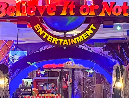 Ripley's Believe It or Not! Pattaya entrance with neon sign and themed decor.