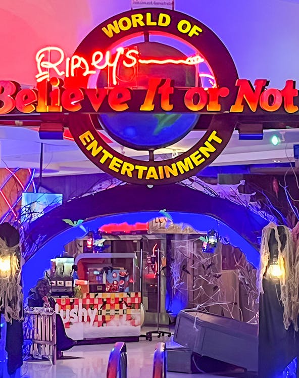 Ripley's Believe It or Not! Pattaya entrance with neon sign and themed decor.