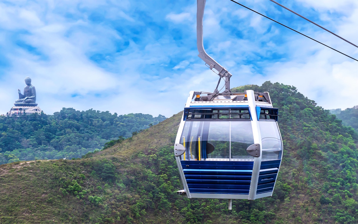 Cable car near Tian Tan Buddha, Lantau Island, Hong Kong, part of 360 Tai O Pass experience.