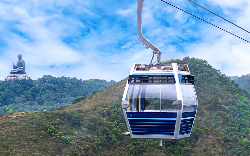 Cable car near Tian Tan Buddha, Lantau Island, Hong Kong, part of 360 Tai O Pass experience.