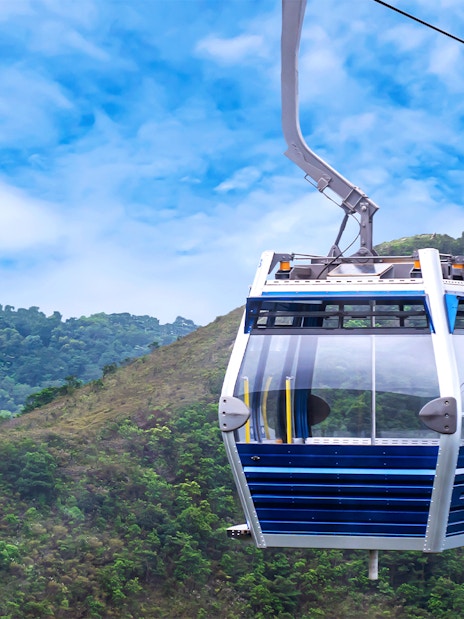 Cable car near Tian Tan Buddha, Lantau Island, Hong Kong, part of 360 Tai O Pass experience.