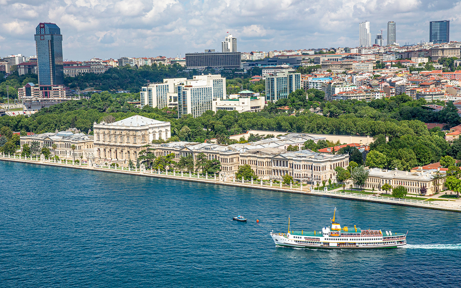 Dolmabahce Palace exterior with ornate architecture in Istanbul, Turkey.