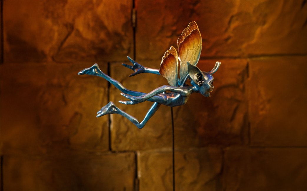Flying creature at magical mischief exhibit, Harry Potter London tour.