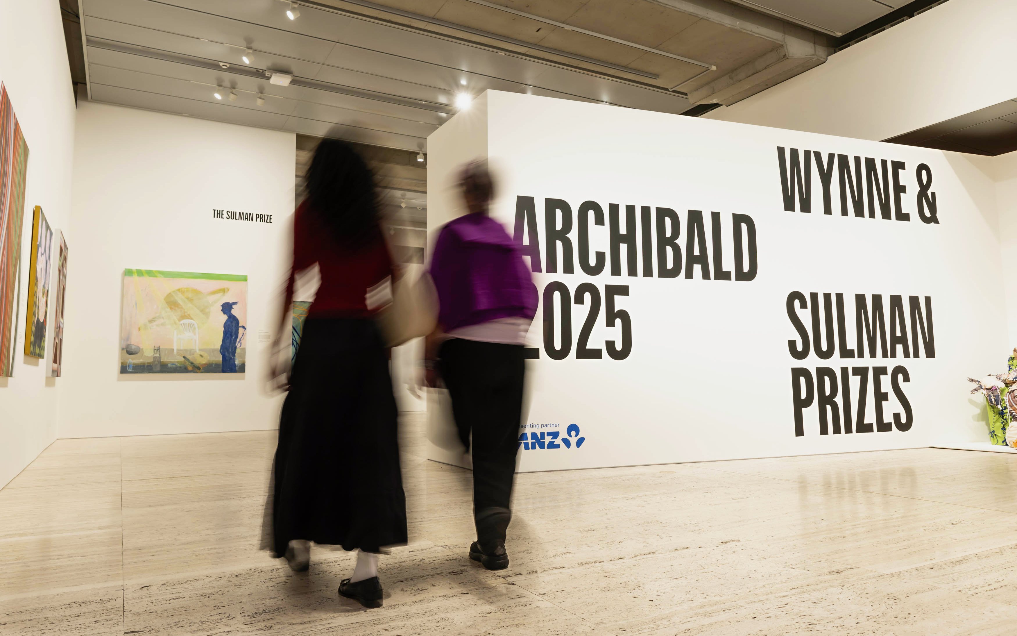 Visitors at Archibald, Wynne & Sulman Prizes exhibition, Art Gallery of New South Wales, Sydney.