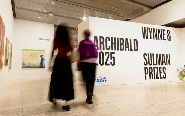 Visitors at Archibald, Wynne & Sulman Prizes exhibition, Art Gallery of New South Wales, Sydney.