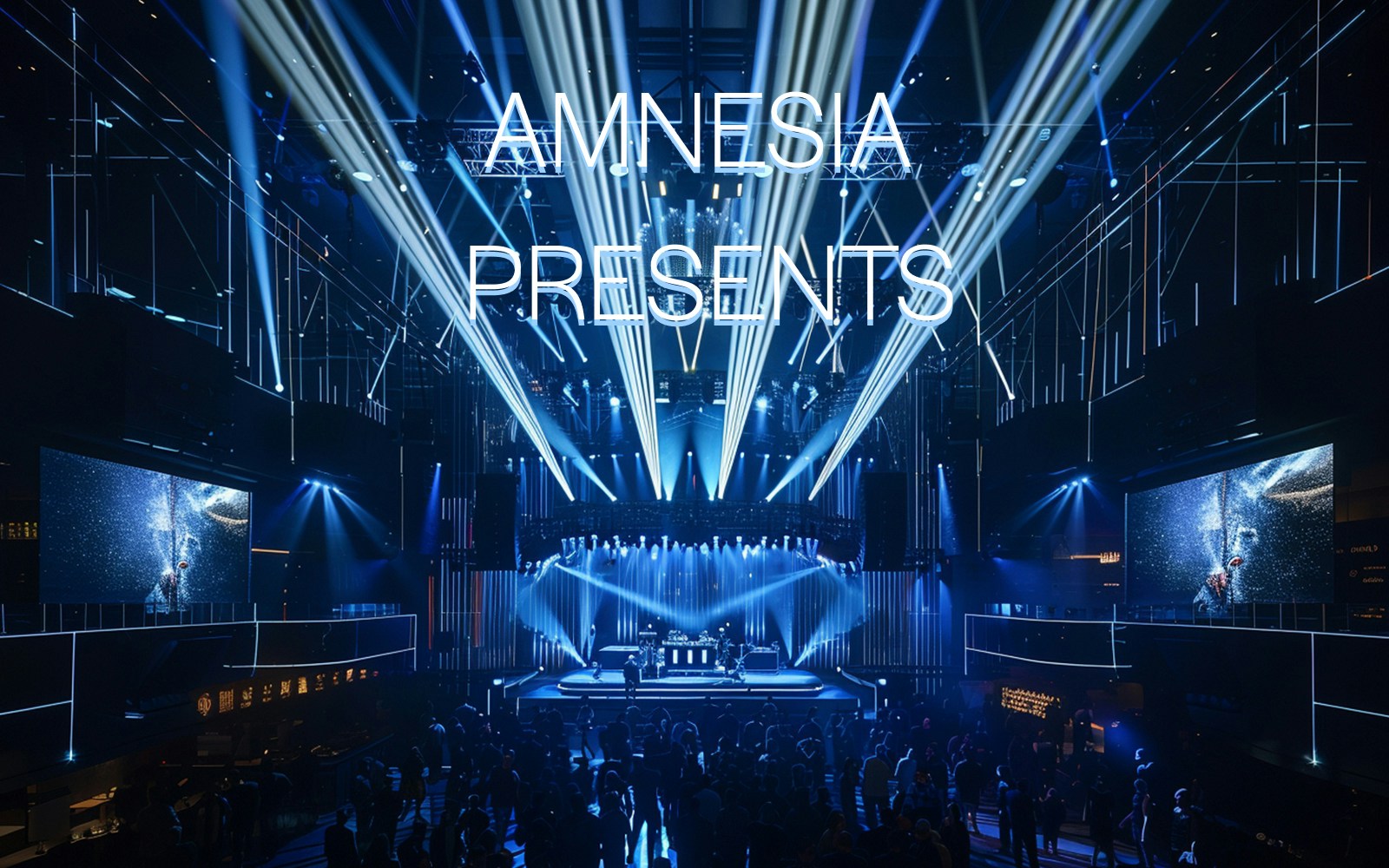 Exciting crowd enjoying the Amnesia presents Amnesia Ibiza Monday event with vibrant lights and energetic music in Ibiza, Spain