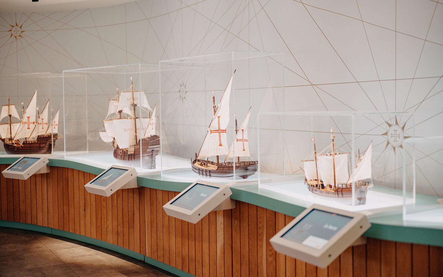 Model pirate ships at World of Discoveries Interactive Digital Exhibition.