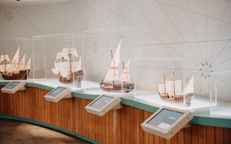 Model pirate ships at World of Discoveries Interactive Digital Exhibition.