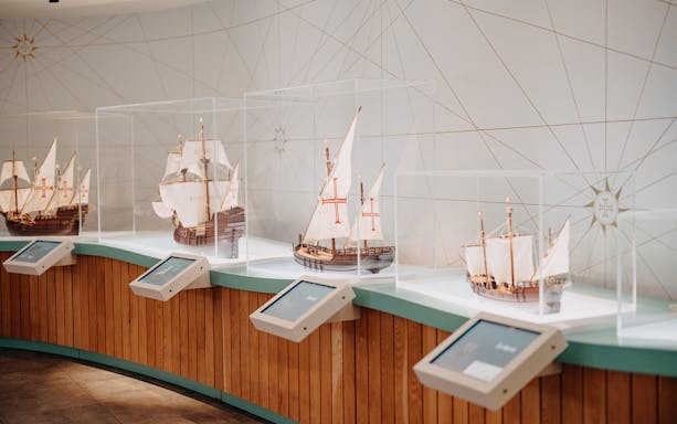 Model pirate ships at World of Discoveries Interactive Digital Exhibition.