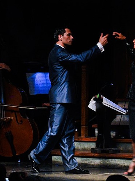 Tango dancers performing at Aljibe Tango Show in Buenos Aires, Argentina.