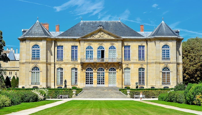 Rodin Museum Paris exterior with sculptures in garden setting.