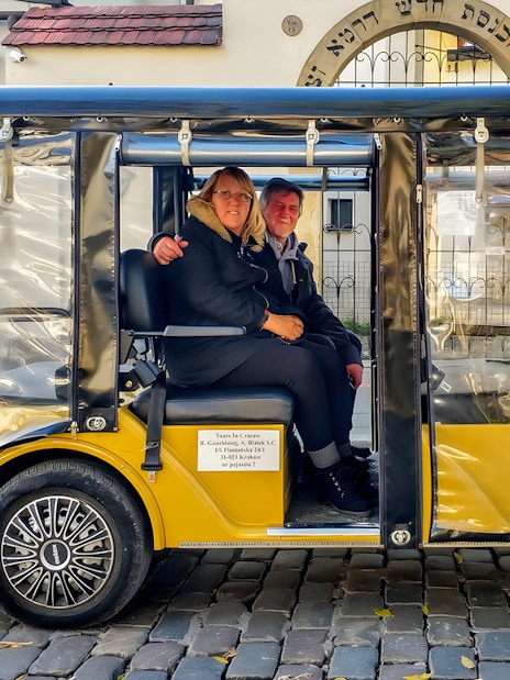 Golf cart tour in Krakow's Jewish Quarter with Schindler's Factory Museum visit.