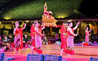 Traditional Thai dancers performing at Chiang Mai Khan Toke Dinner & Cultural Experience.