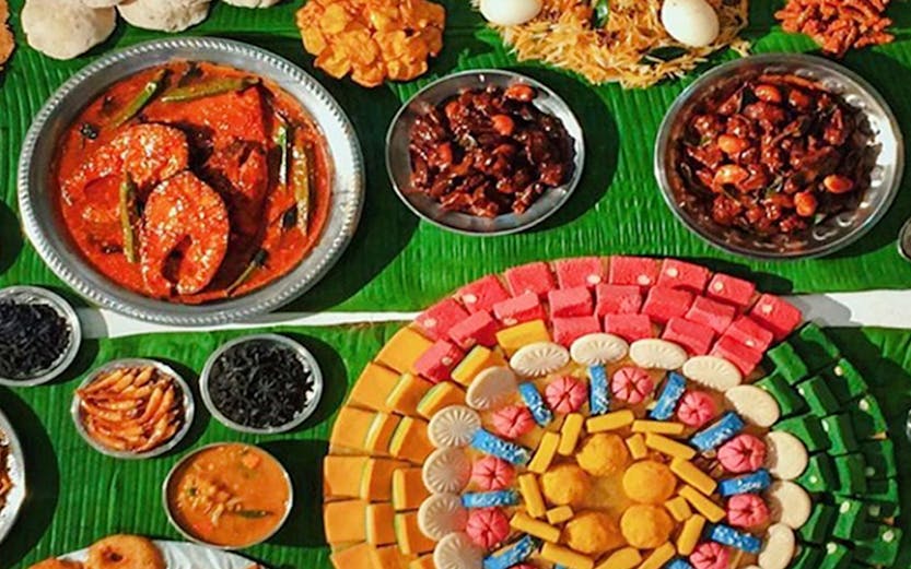 Traditional Malaysian dishes and colorful sweets displayed at Wonder Food Museum.
